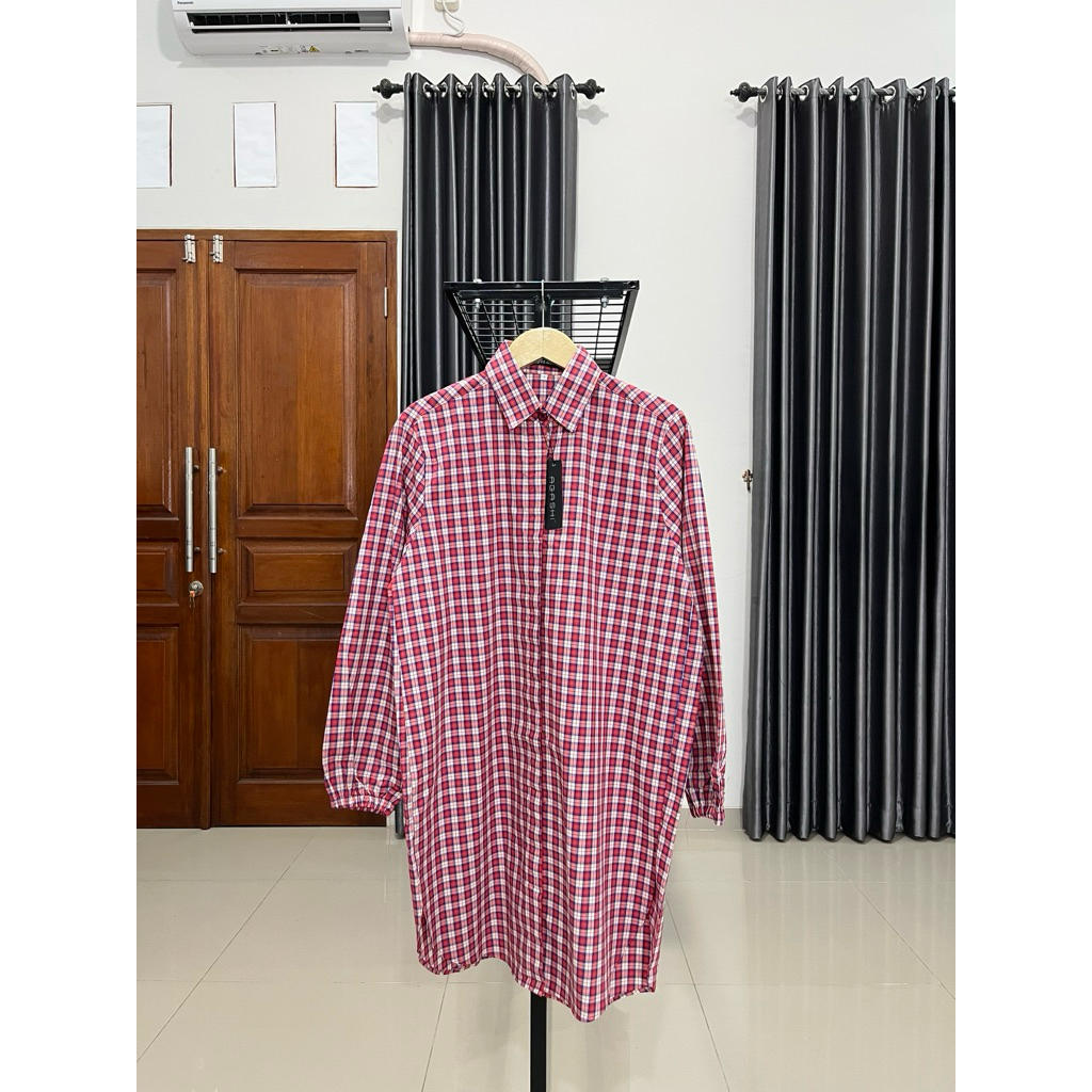 Atasan wanita tunik motif kotak Bahan katun big size