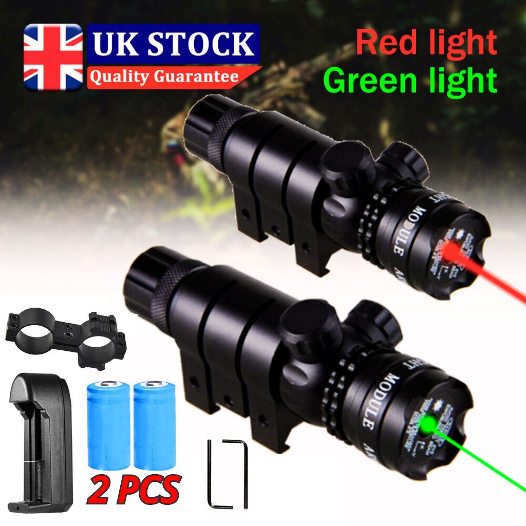 TaffLED Laser Tembak Senapan Angin Warna Hijau Merah Dot Scope Mount + 2 PCS Baterai Charger - JG-1