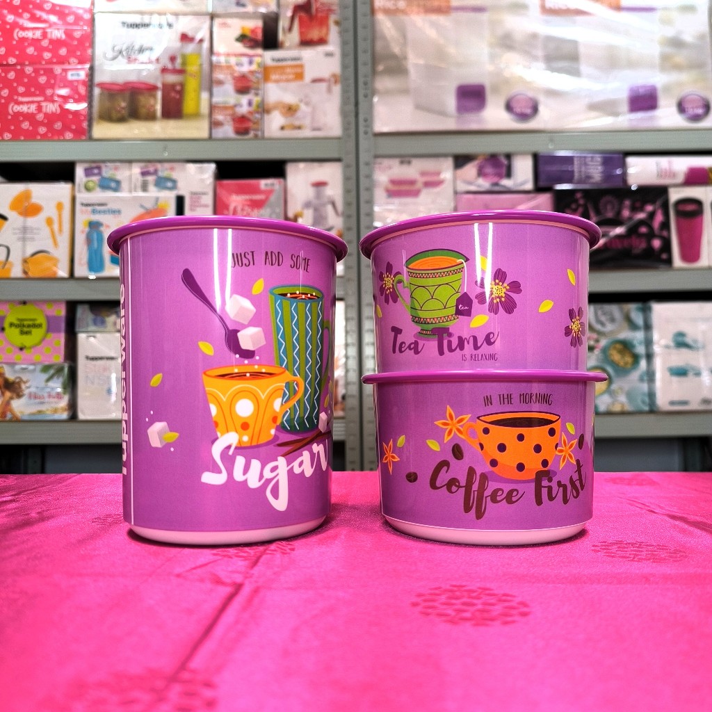 Tupperware One Touch Tea Time Canister Set | Wadah Serbaguna