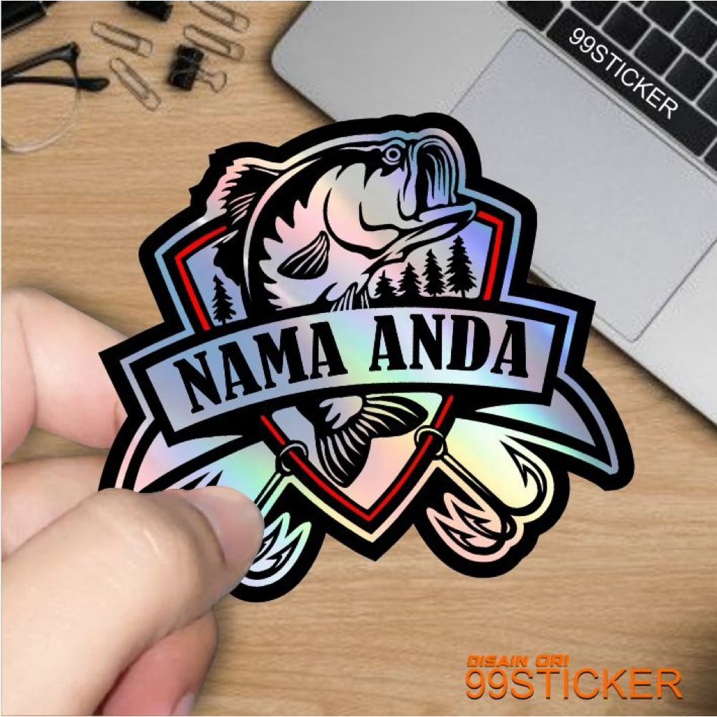 Sticker bertestur, mancing mania bisa ganti nama, custum nama, stiker , hp motor