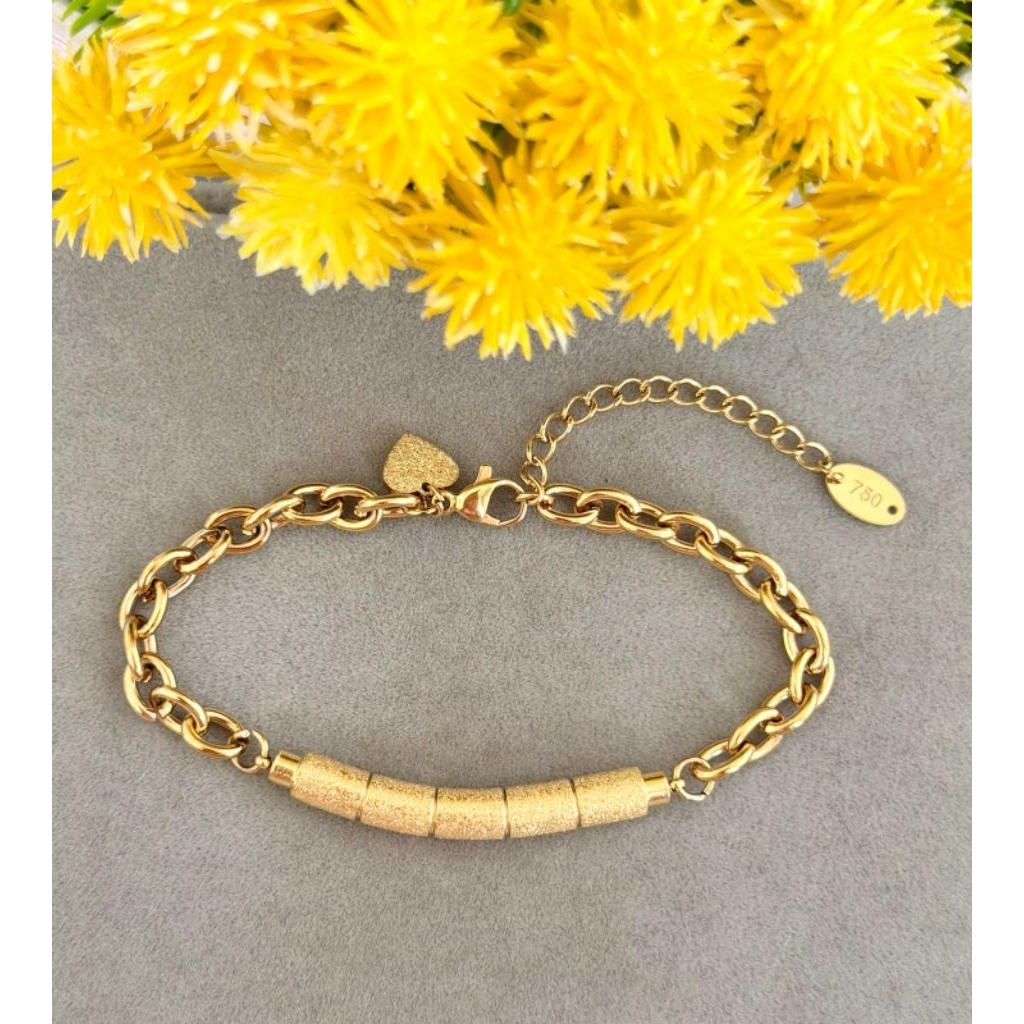 Gelang titanium bambu gold