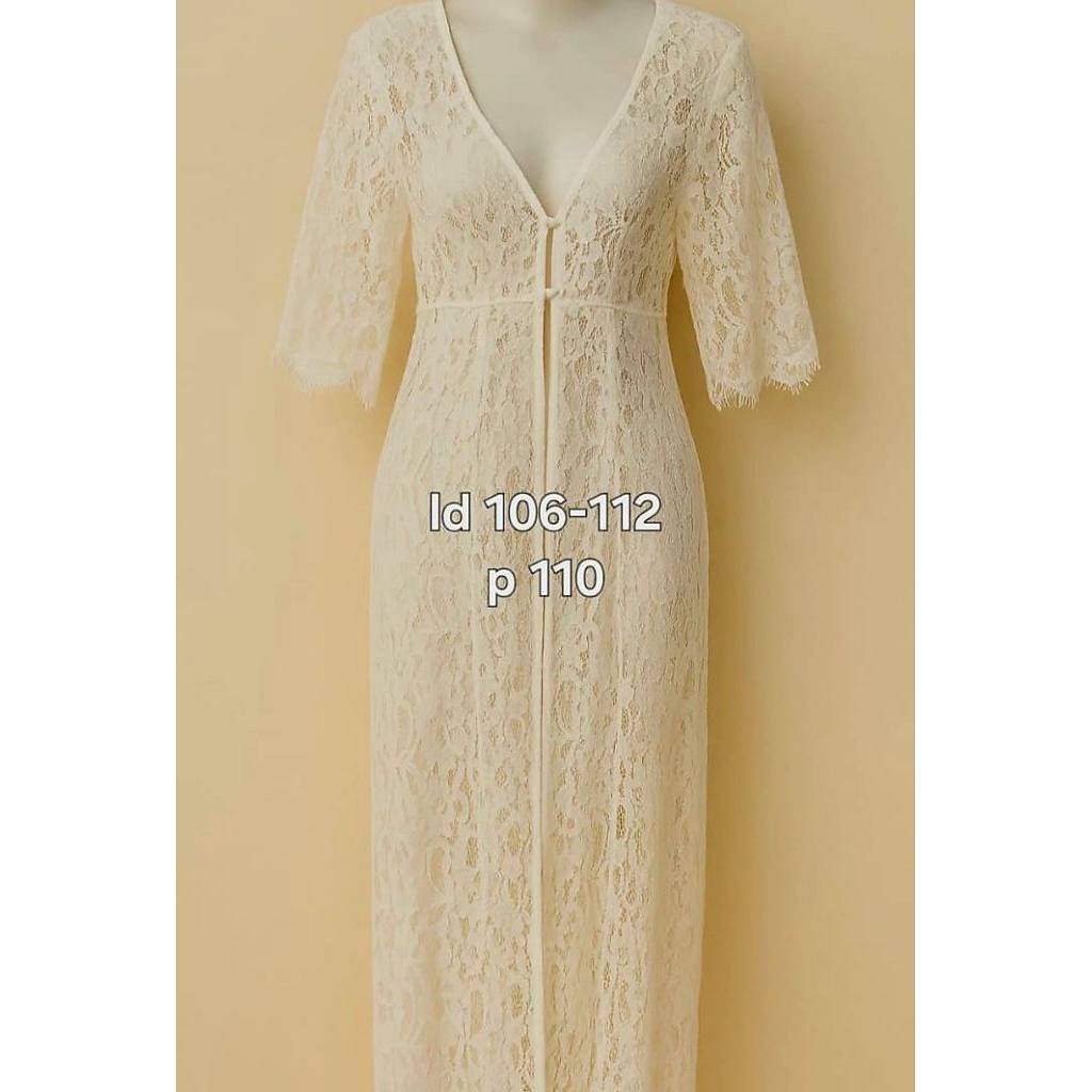 long outer brukat warna cerah bw putih