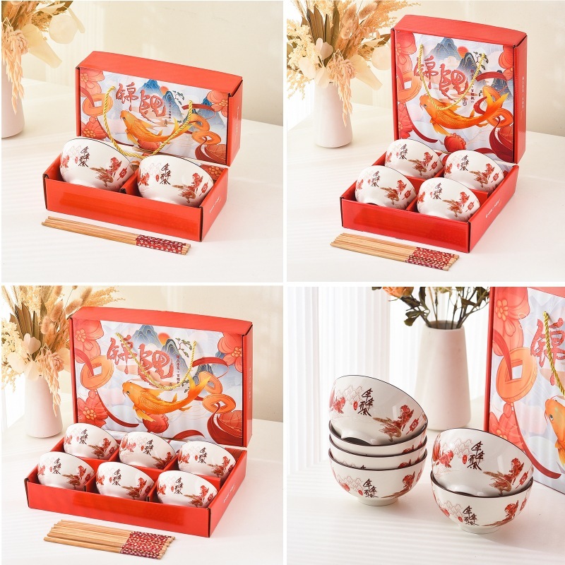 Grosir Souvernir mangkok set 6 mangkok keramik cantik