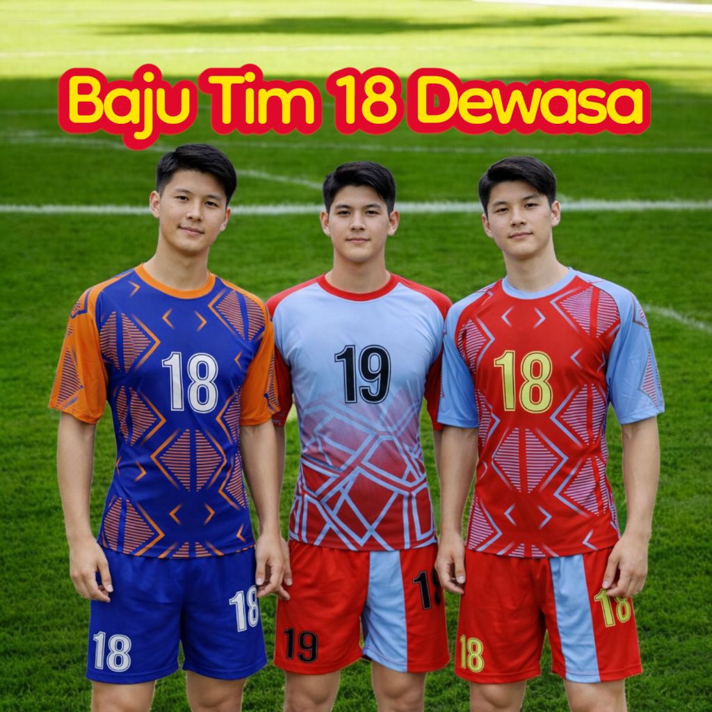 Setelan Team Bola 18 Dewasa Round Neck/ Kaos tim 18 Stel/ Kaos Tim Sepakbola/ Baju Tim Futsal
