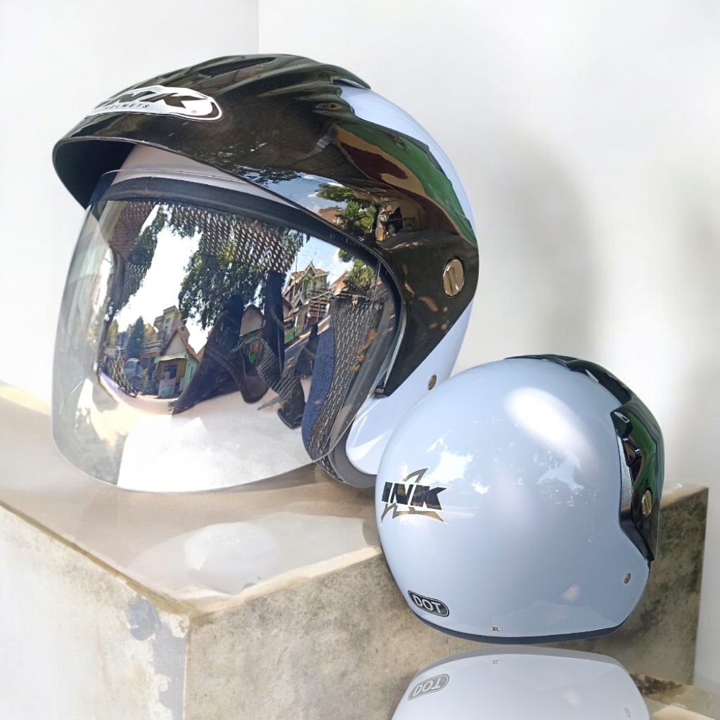 HELM HALFFACE INK CLASSIC CX390 SNI _HELM INK BATMAN _INK PUTIH