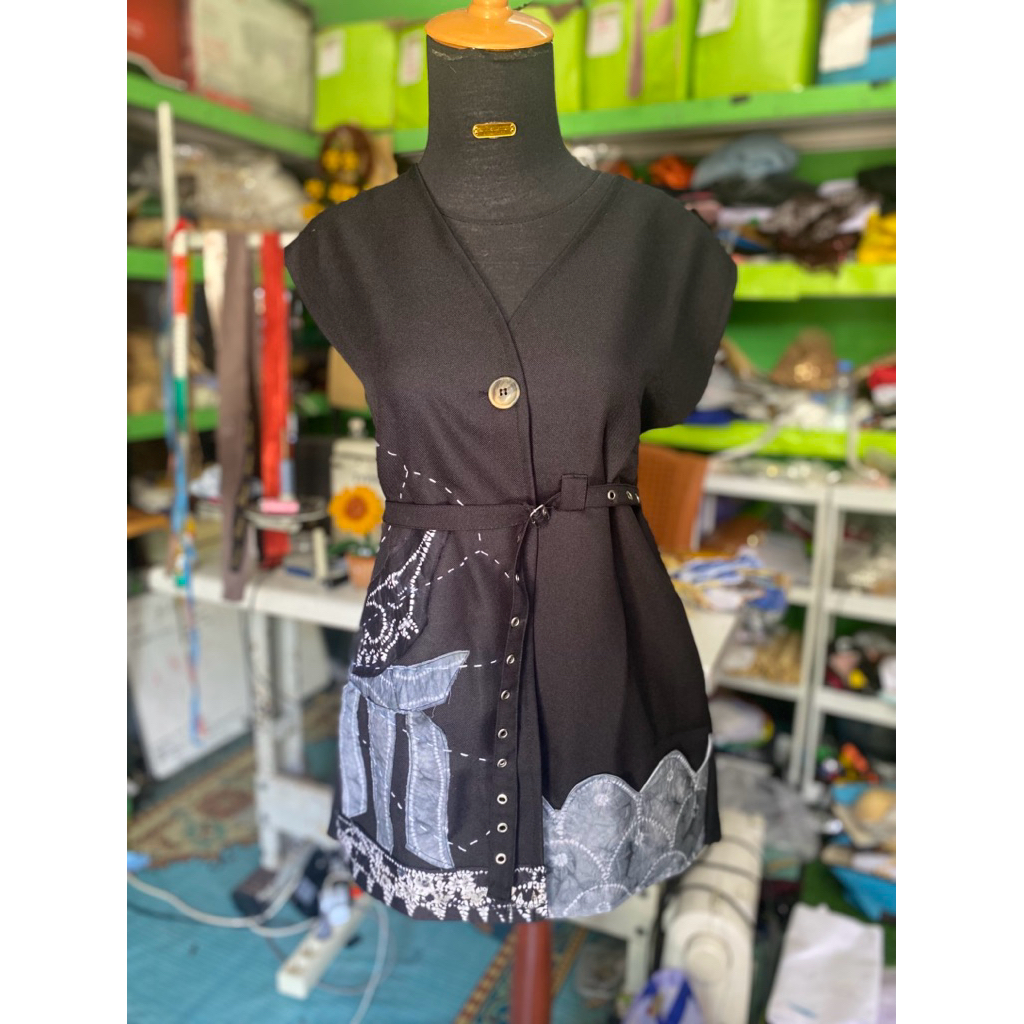 vest sasirangan hitam todak