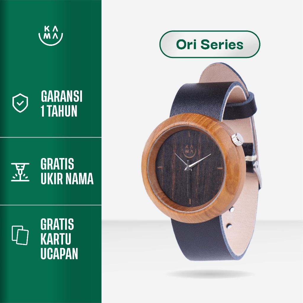Kama Watch Jam Tangan Kayu Jati Dial Hitam