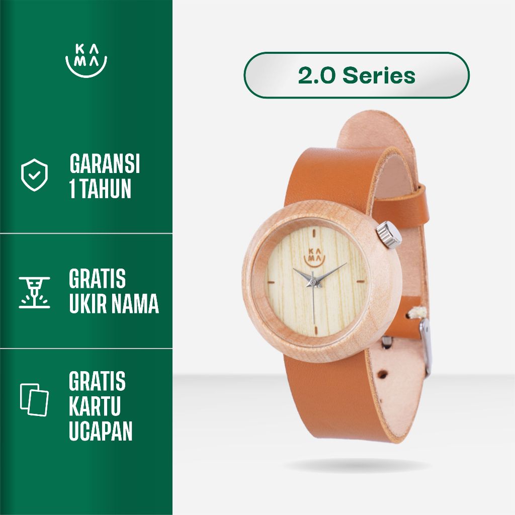 Kama Watch Jam Tangan Kayu Maple Dial Putih