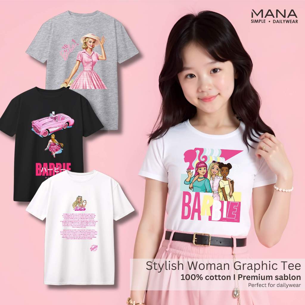 baju kaos t shirt barbie princess anak perempuan - kaos barbie distro princess korean style lucu
