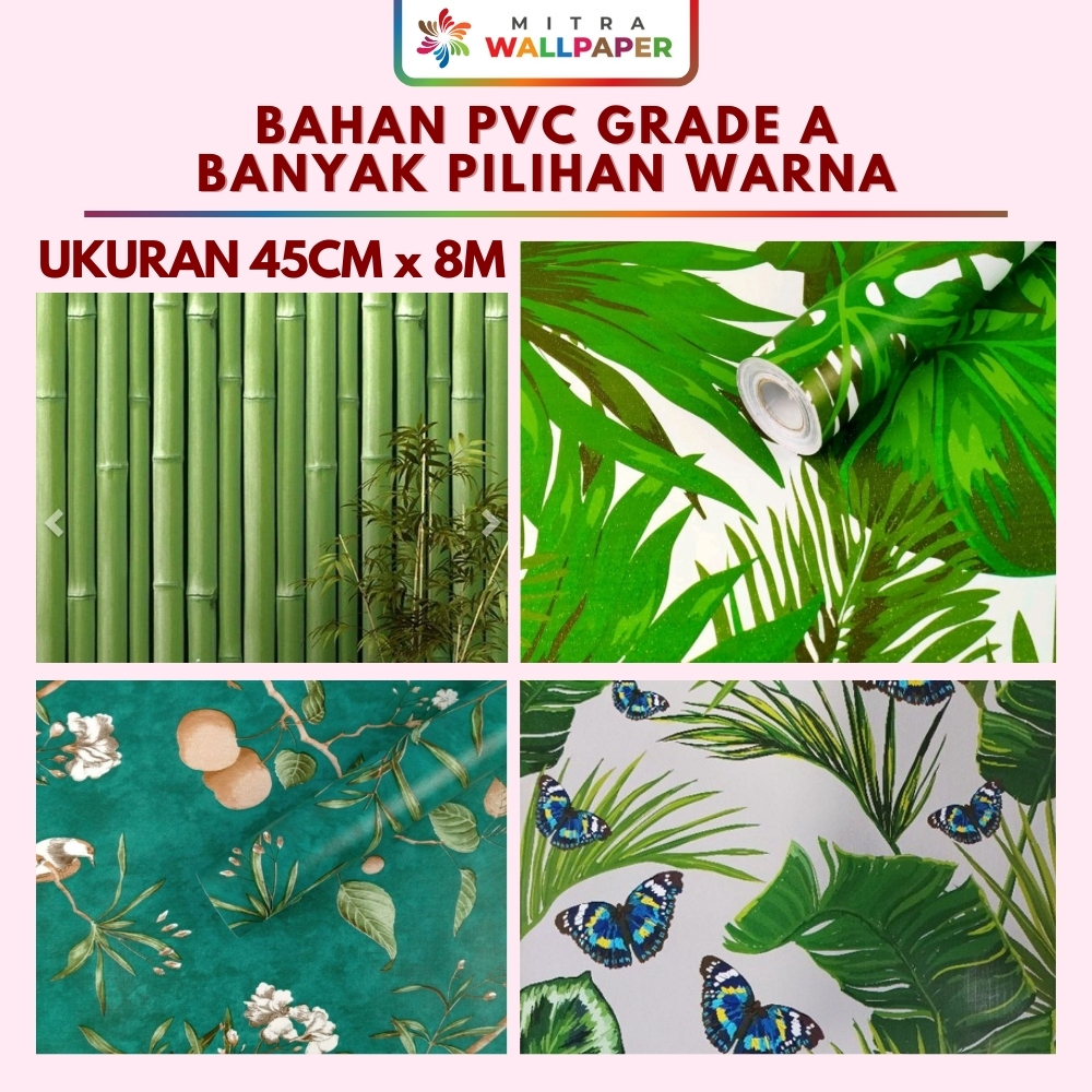MITRA WALLPAPER - Wallpaper Dinding Ruang Tamu Motif Daun Wallpaper Dinding Ruang Tamu Daun Hijau Wa