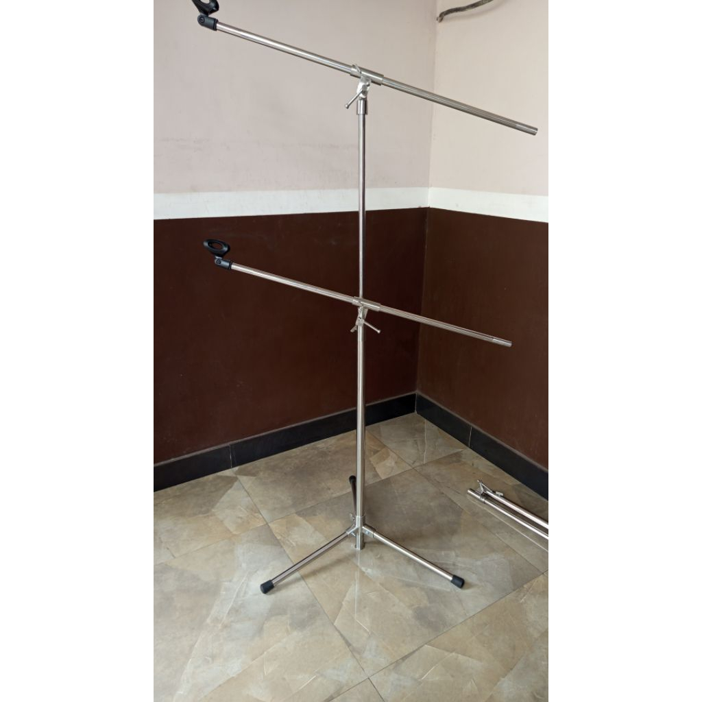 stand mic cagak mic panjang dobel bahan staenles stel asli tebal
