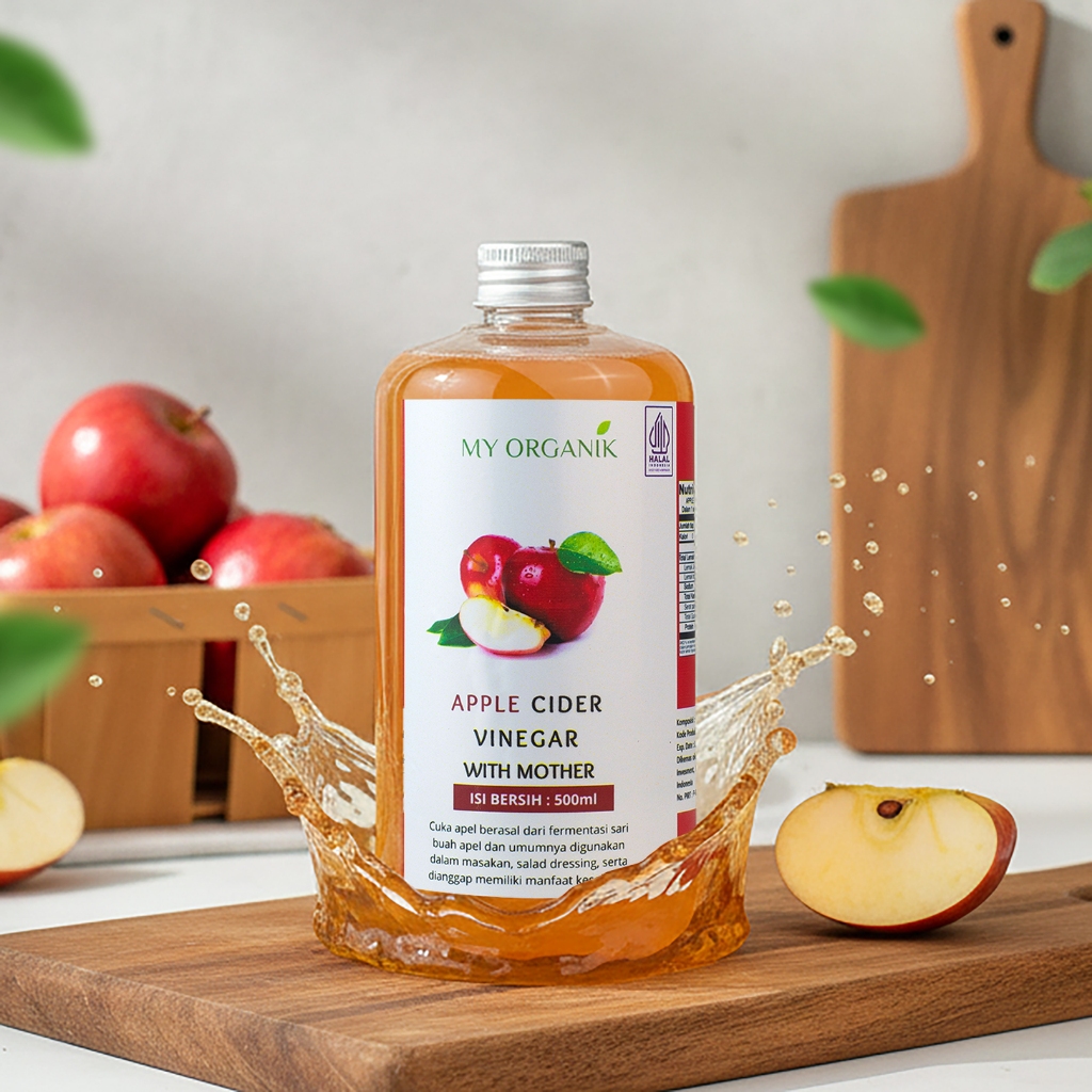My Organik Cuka Apel Organik Apple cider Vinegar With Mother 100% Asli 250ml 500ml