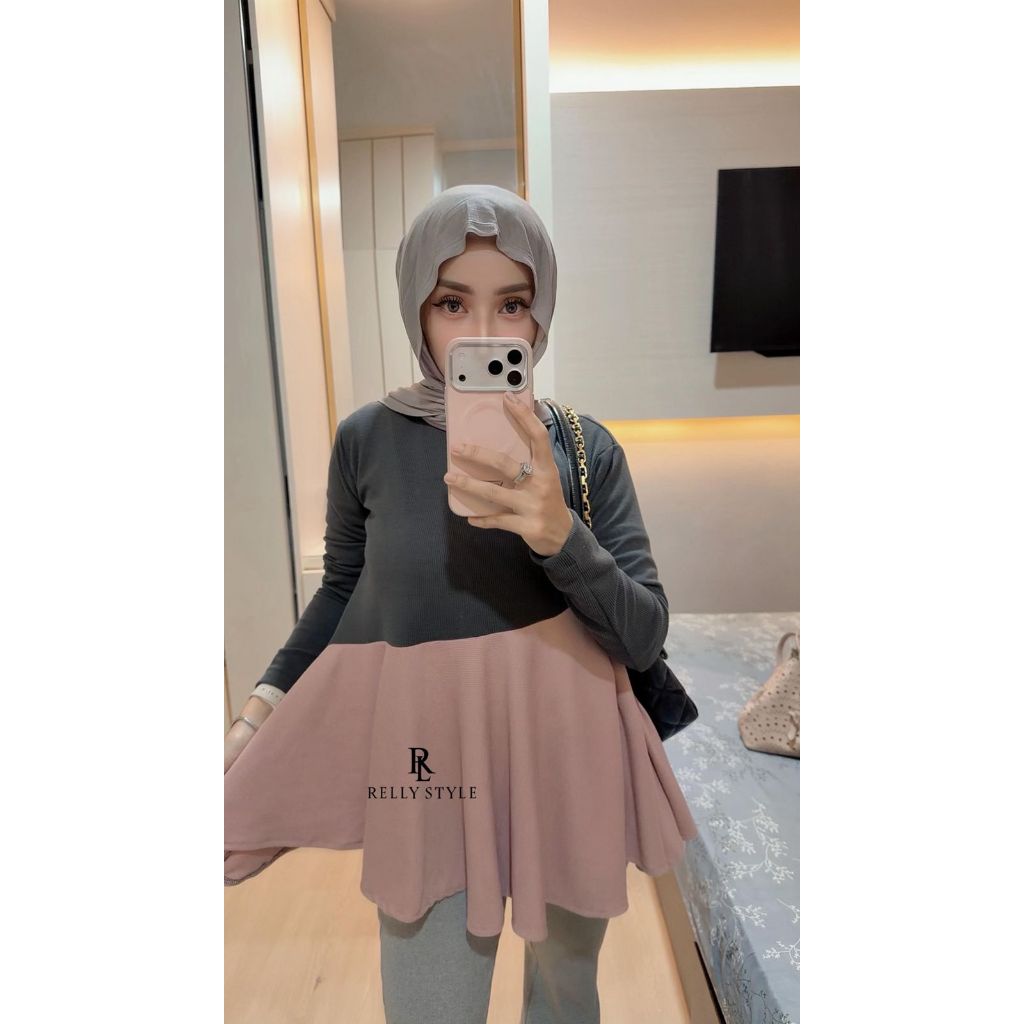 Qilla Blouse Blouse Wanita Atasan Wanita Rib Knit