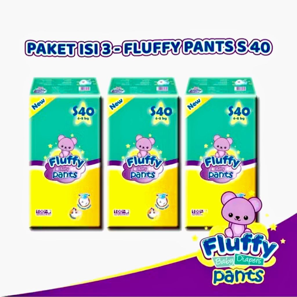 3 Bag Pampers FLUFFY celana S, M, L, XL