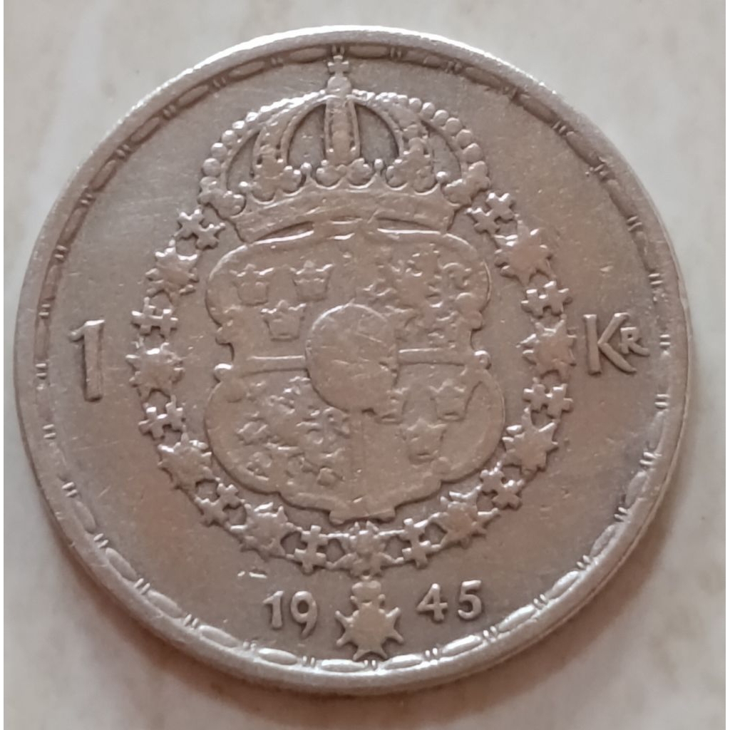 koin ERROR swedia 1 krona tahun 1945..