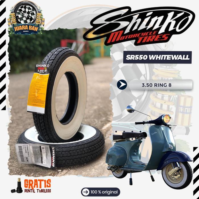 BAN VESPA CLASSIC SHINKO SR550 / SR 550 UK 3.50-8 WHITE WALL