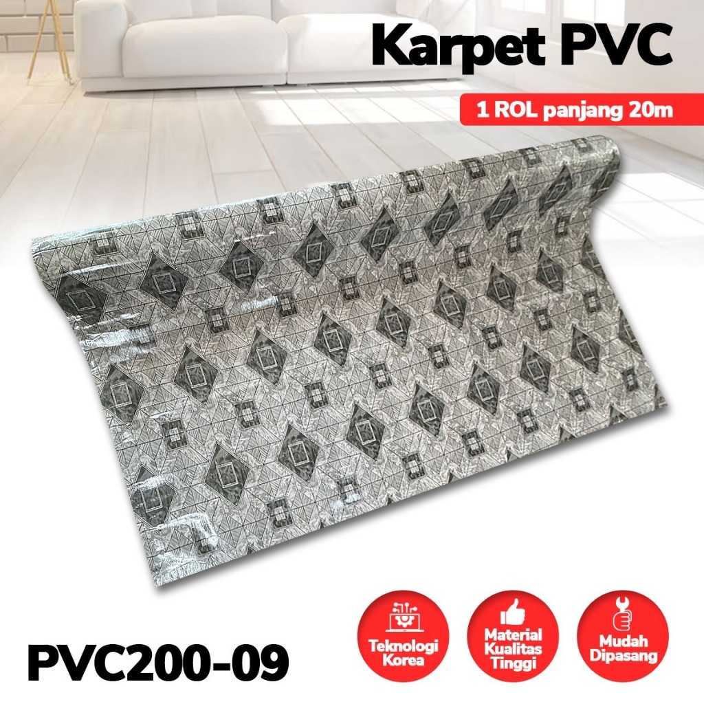 Karpet Lantai PVC Vinyl Ketebalan 1.0mm L:2m x P: 20m  - Karpet PVC Vinil Teknologi Korea (1Roll)