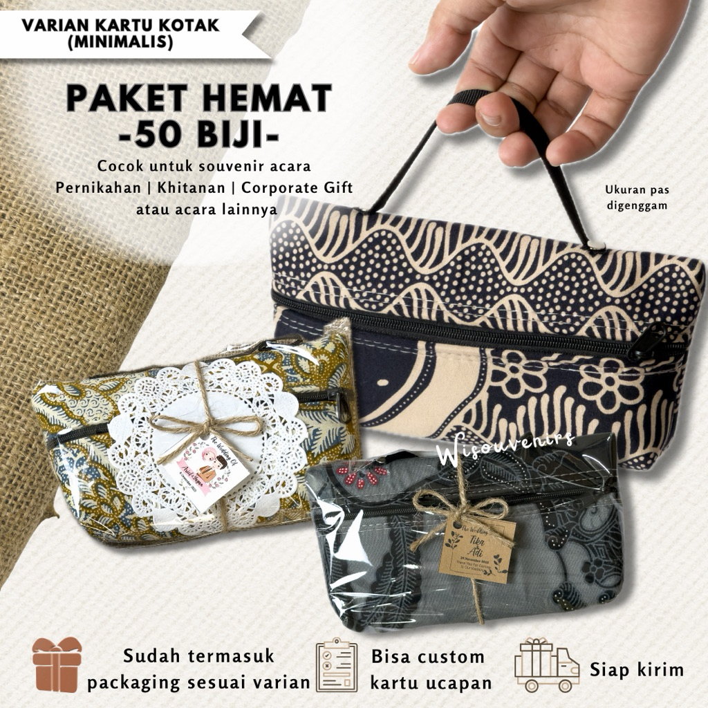 PAKET HEMAT 50 BIJI SOUVENIR HANDBAG BATIK SOUVENIR PERNIKAHAN HANDBAG BATIK SOUVENIR KHITANAN HANDB