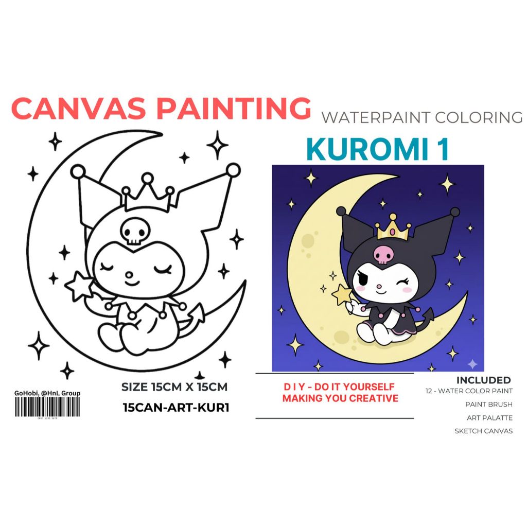 COLORING CANVAS ART SET / SET MEWARNAI - DIY MEWARNAI / MELUKIS CAT AIR / WATERCOLOR PAINTING / CANV