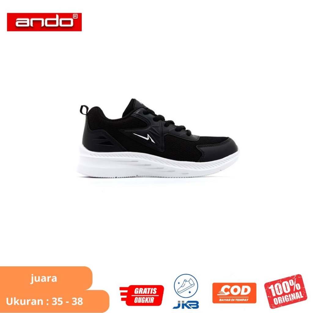 Sepatu Ando JUARA Sneakers Pria - Hitam/Putih