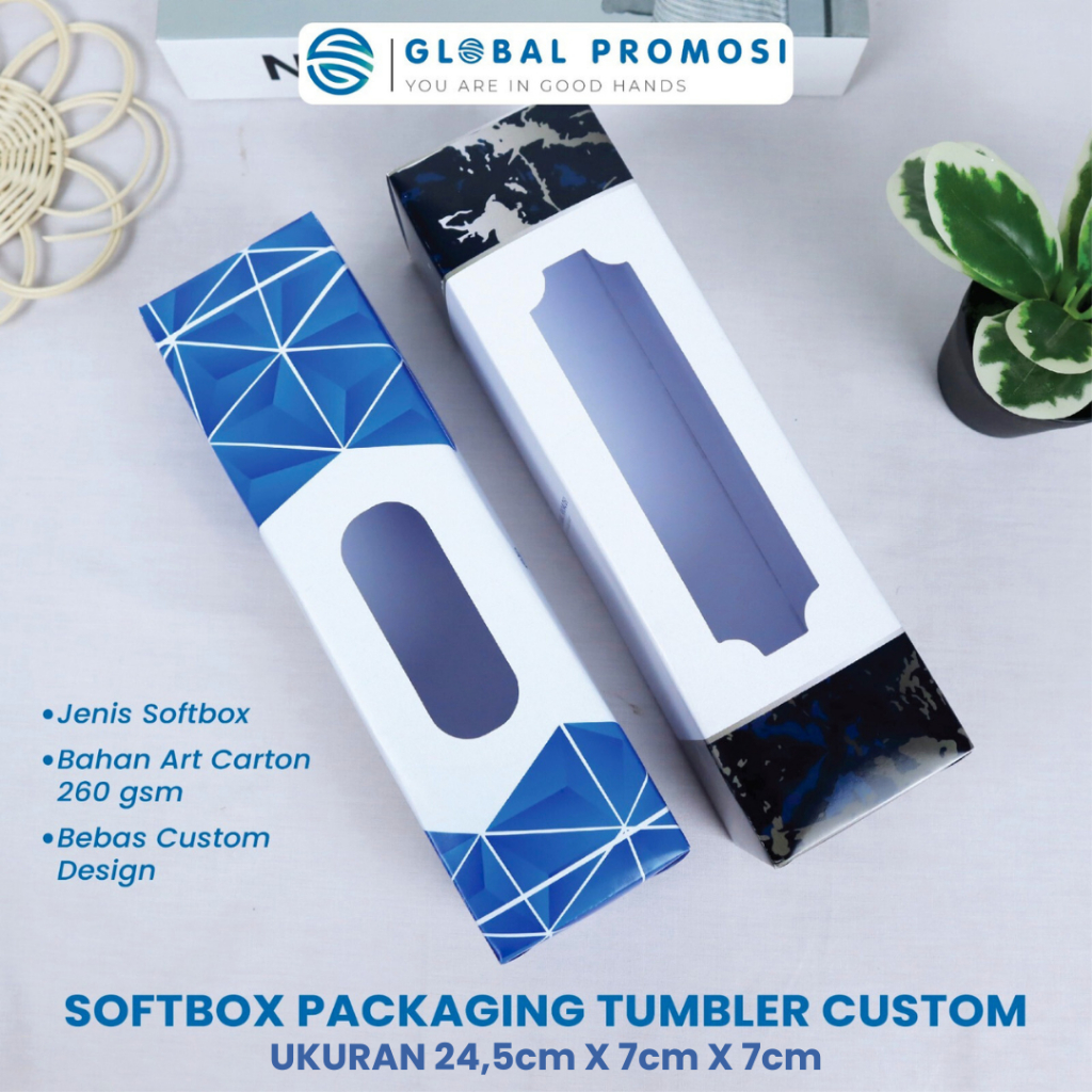 Box Tumbler Custom Dus Custom Ukuran 24,5 cm x 7cm  Soft Box Packaging Tumbler