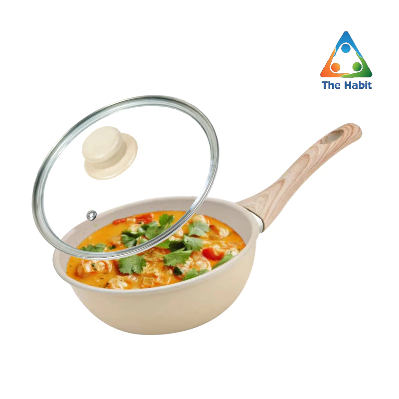 (The Habit) Panci Susu Granite Mini Anti Lengket Foodgrade Sauce Pan Marble Anti Lengket Panci Susu 