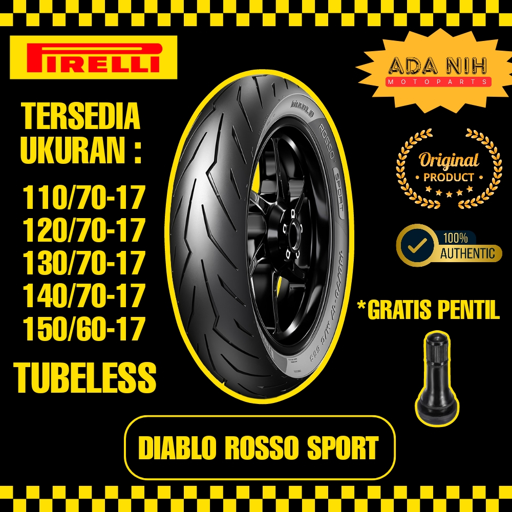 BAN PIRELLI DIABLO ROSSO SPORT TUBELESS RING 17 UKURAN 90/80-17 | 100/80-17 | 110/70-17 | 120/70-17 