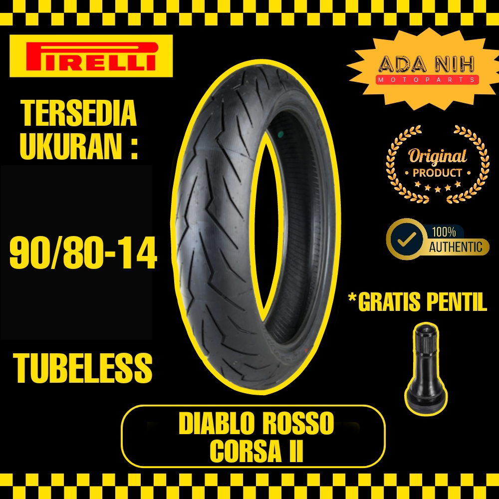 BAN PIRELLI DIABLO ROSSO CORSA II TUBELESS RING 14 UKURAN 90/80-14 BAN RACING SOFT COMPOUND BAN RACI