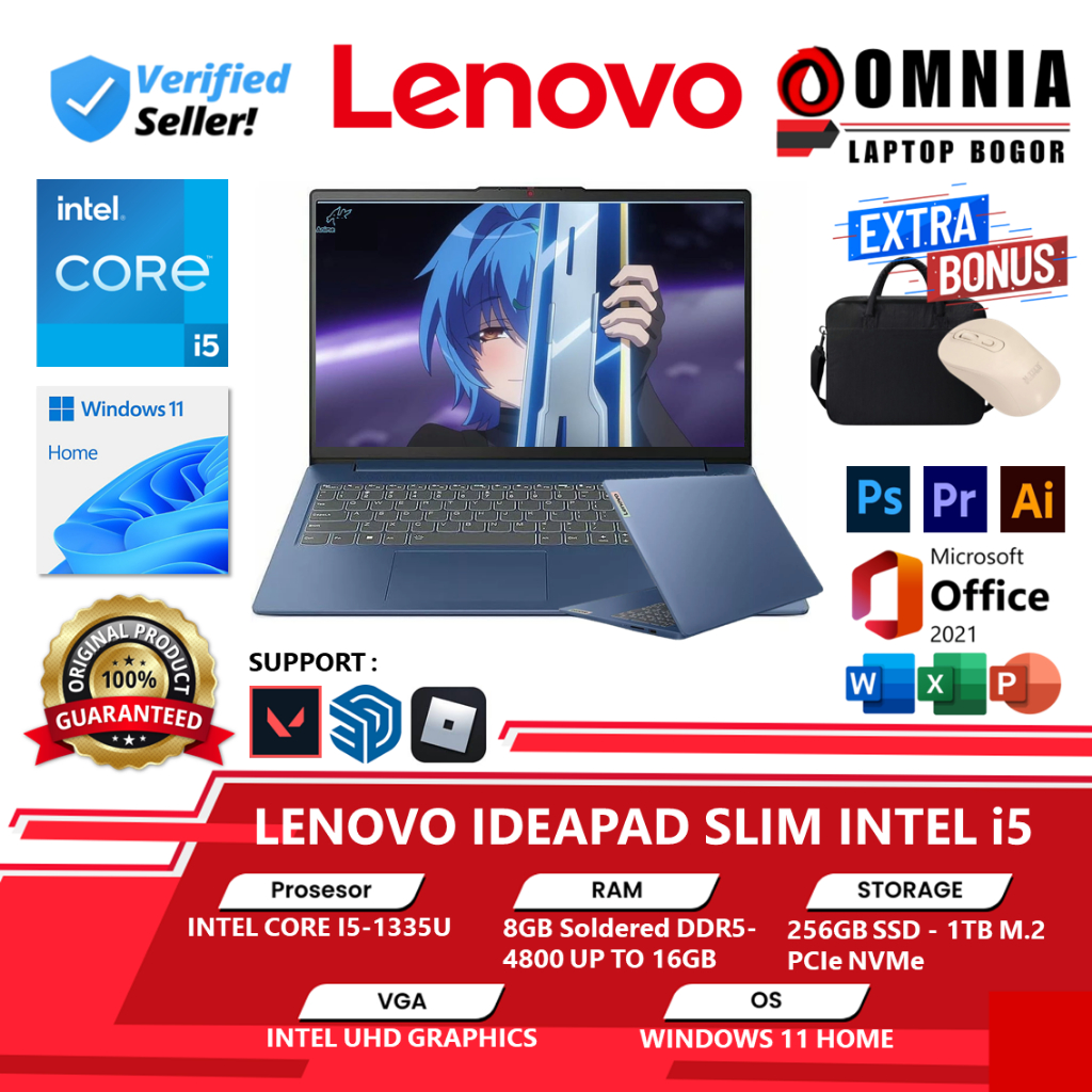 Laptop Lenovo Touchscreen Ideapad Slim 1i & 3i Intel Core Series i3 | i5 16GB 512GB 14" & 15" WIN 11