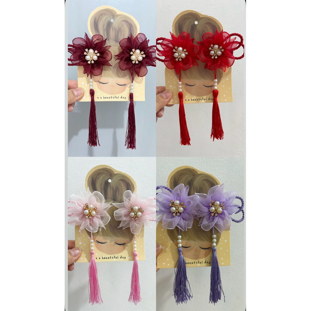 Jepit pita rambut imlek anak perempuan set 2pcs