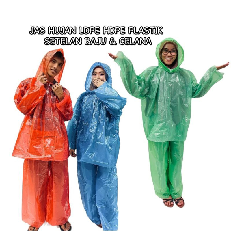 JAS HUJAN LDPE HDPE PLASTIK SETELAN BAJU CELANA#JAS HUJAN PLASTIK PRIA WANITA MERK RAINDEM