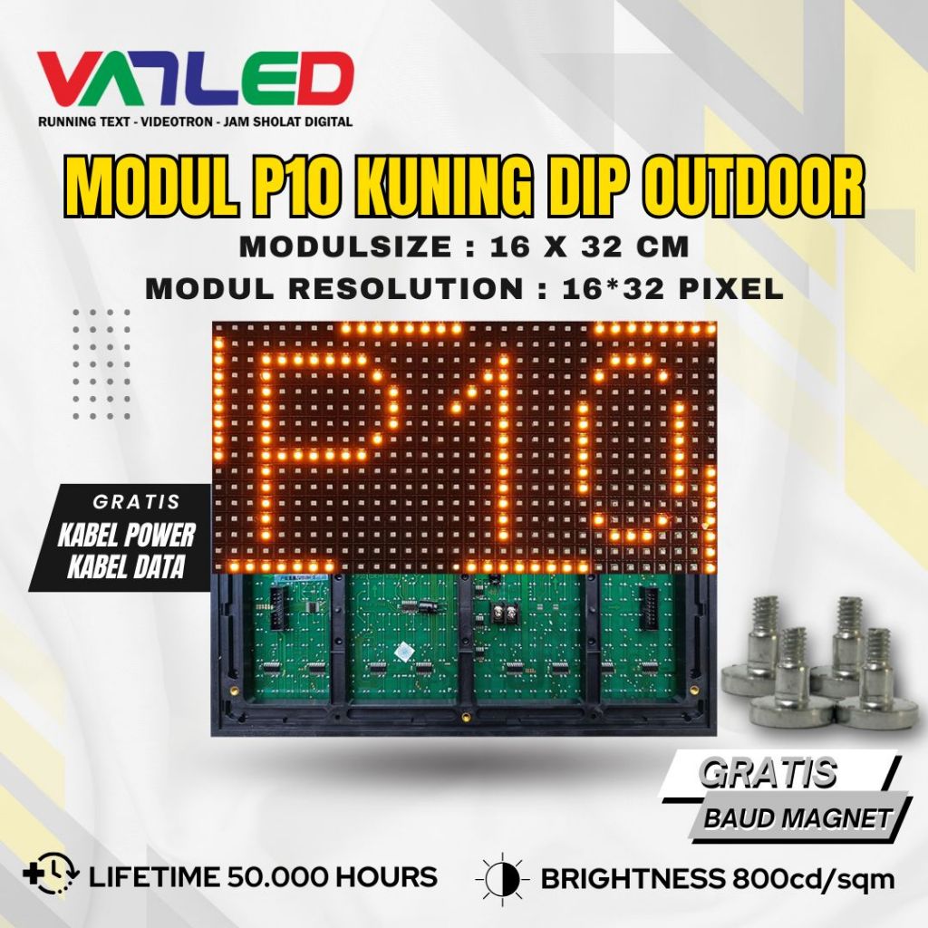 MODUL RUNNING TEXT OUTDOOR P10 KUNING DIP
