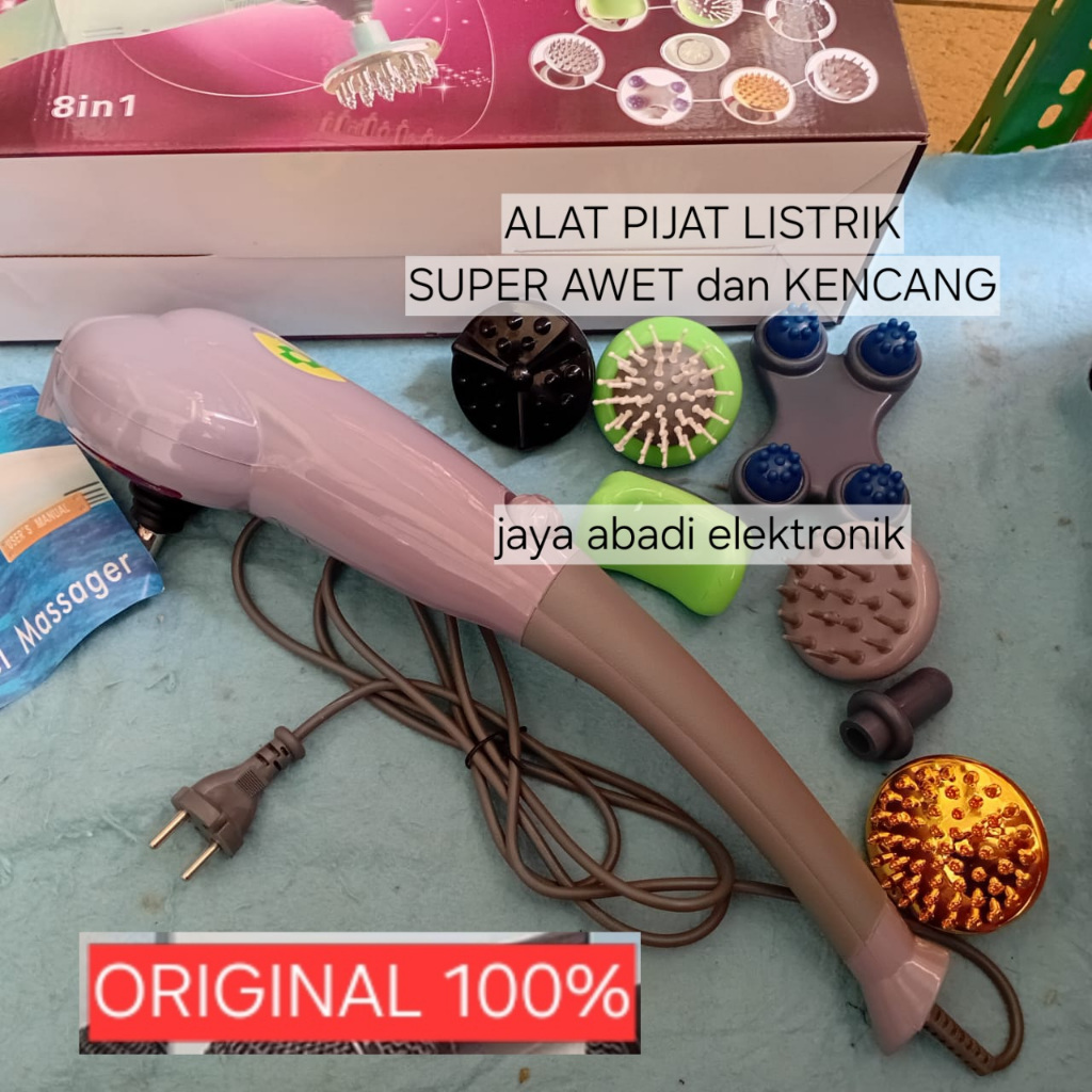 H118 8 in 1 Multifunction Set: Termasuk berbagai kepala pijat: MESIN MASSAGE ORI 100% LISTRIK ELEKTR