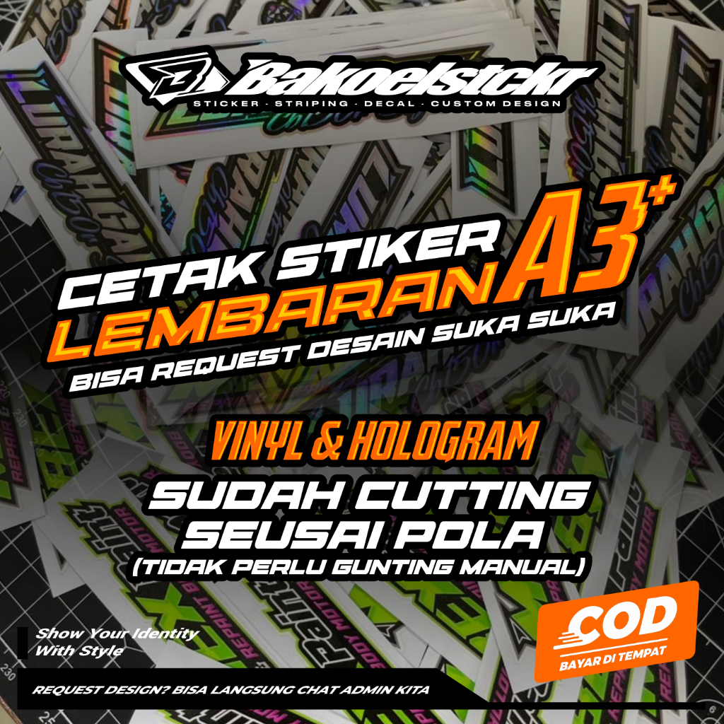 CETAK STIKER + DESAIN VINYL & HOLOGRAM - CETAK STIKER LEMBARAN A3+