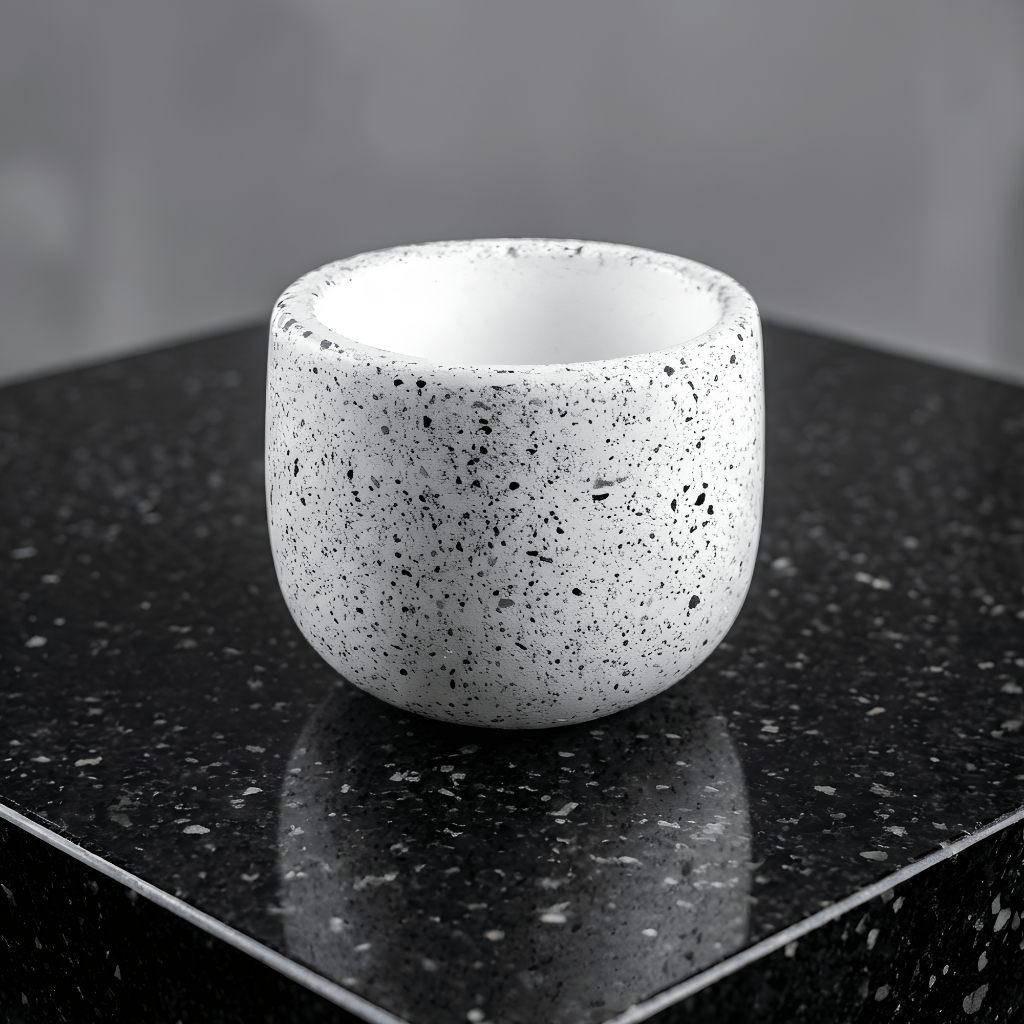 Pot teraso batualam putih oval mini kaktus sukulen