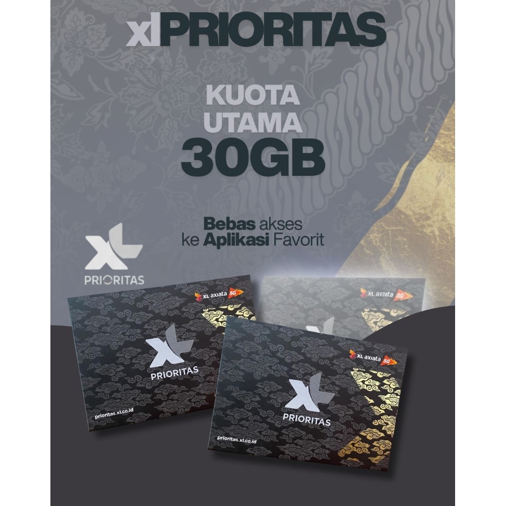 Kartu Perdana XL PRIORITAS SILVER • Nomor Cantik 10 Digit • Kuota Internet XTRA 30GB
