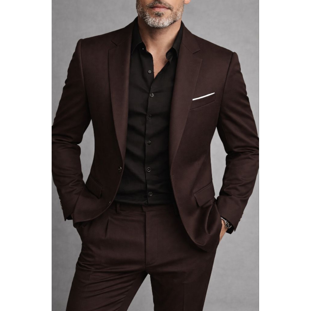 Jas Pria coklat tua Mahogany Premium Formal Elegan