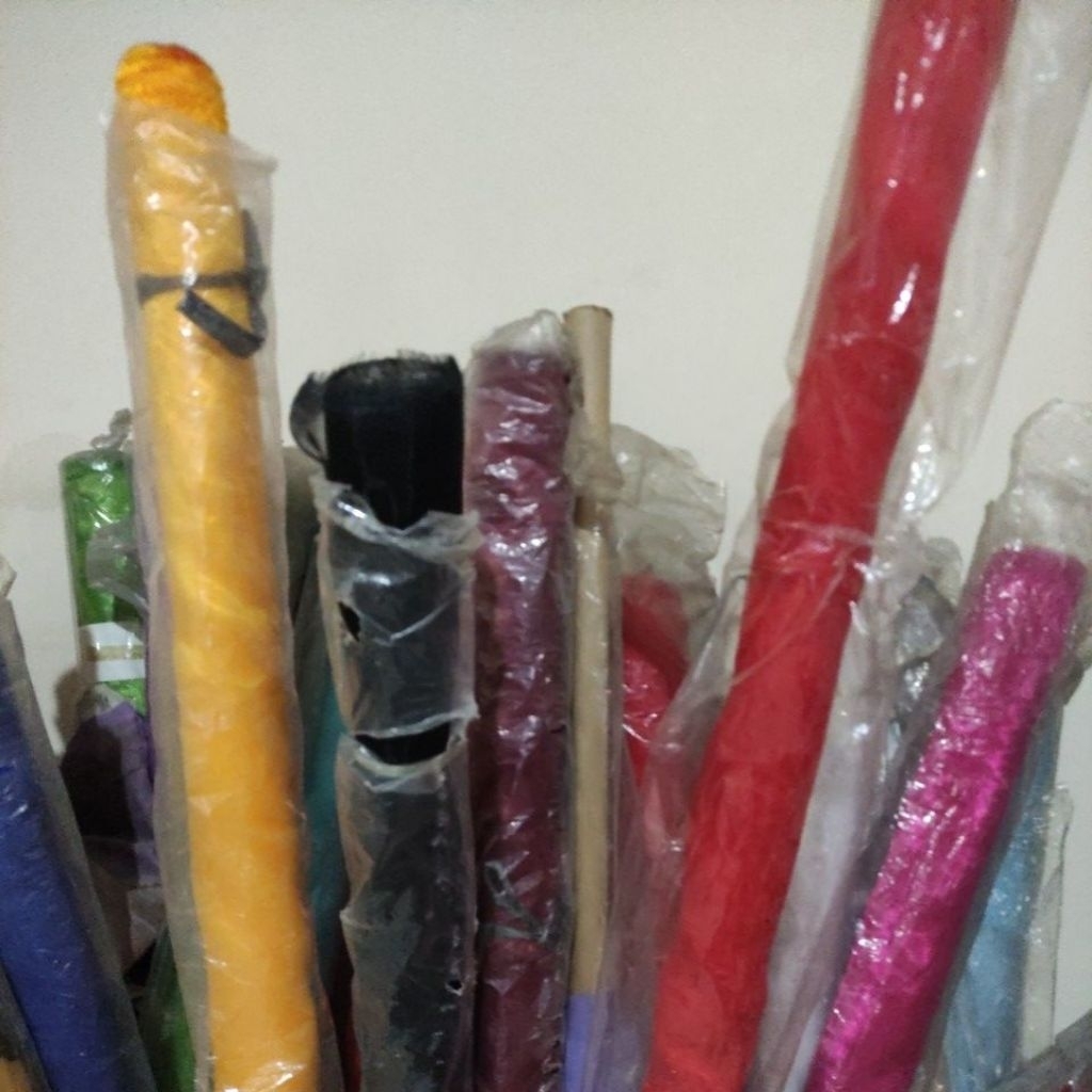 kain organdi/kain kaca polos warna warni harga per setengah meter