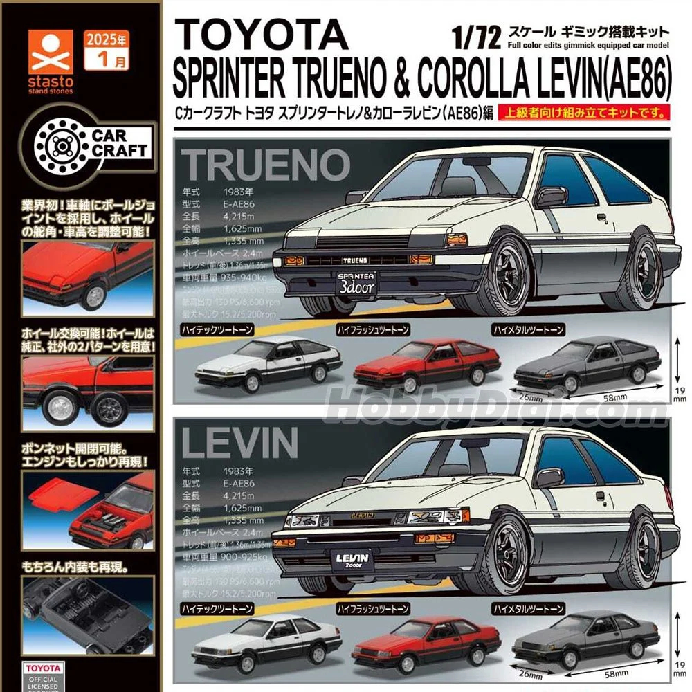 Stasto Gachaphon Toyota Trueno AE86 (Putih)