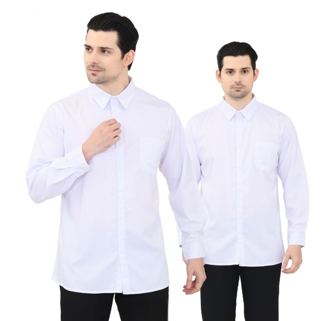 Alveric - Kemeja Formal Casual Kantoran Slim fit Pria Putih