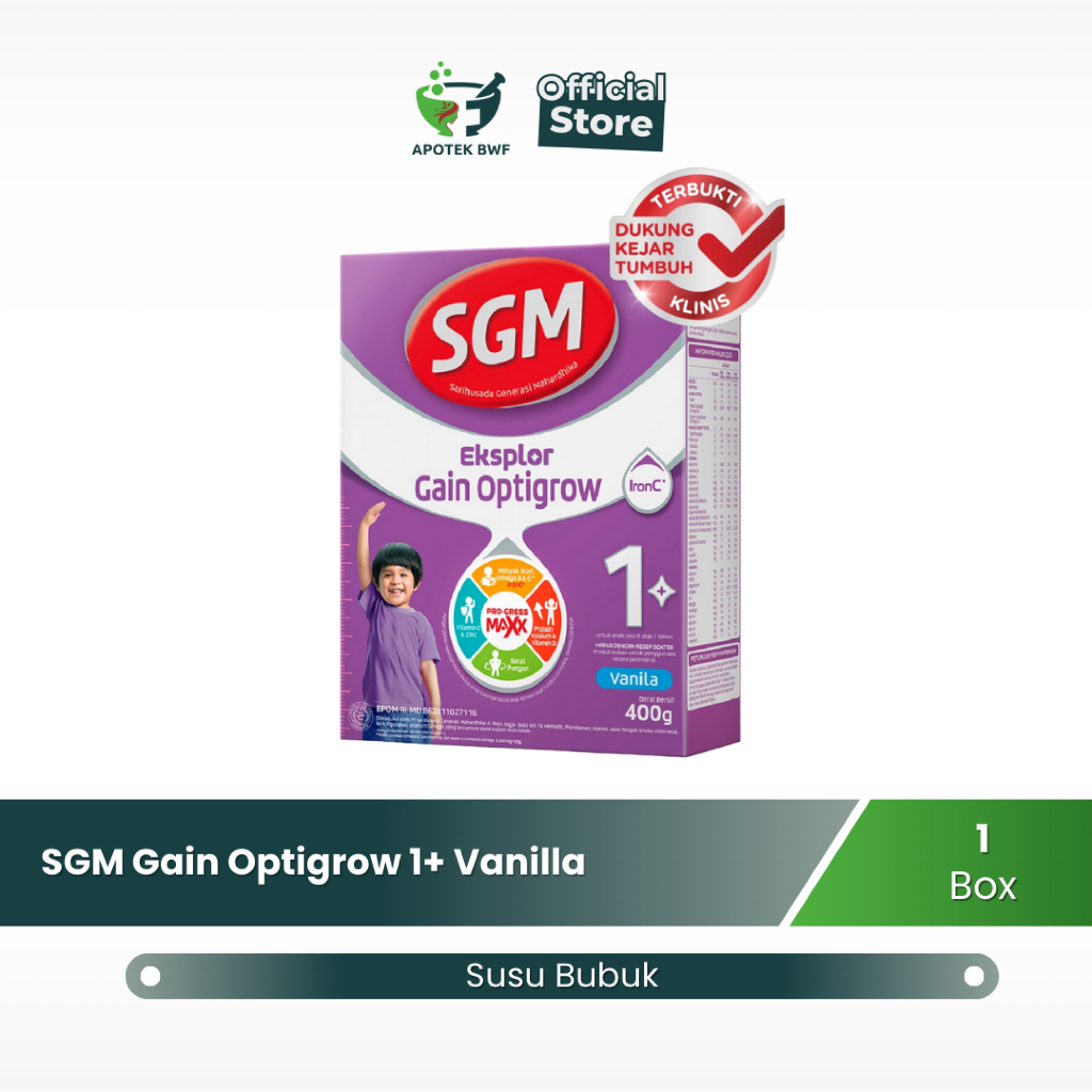 SGM Gain Optigrow 1+ Vanilla - Susu Formula Anak