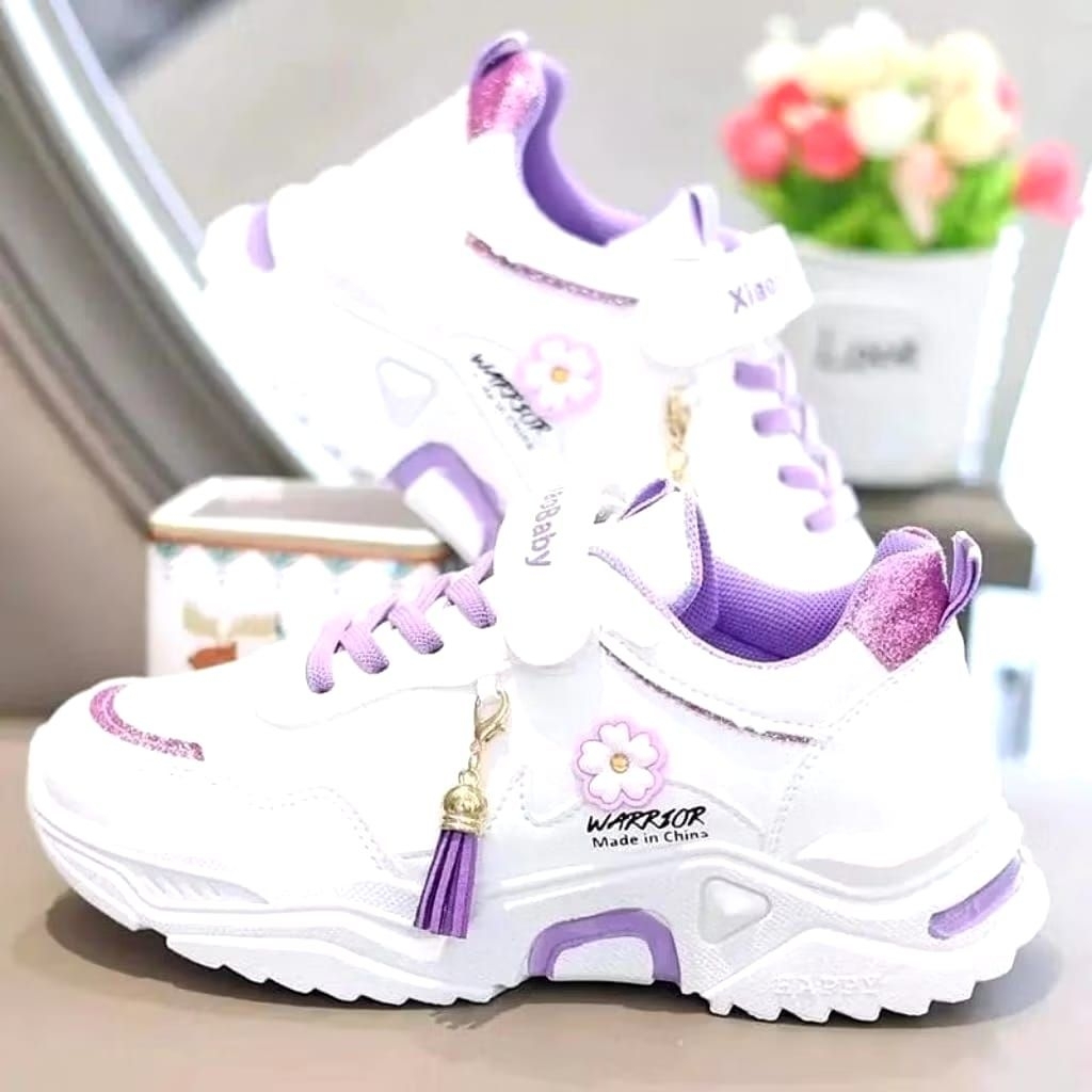 Sepatu Sneakers Korea Anak Perempuan Kulit Sintetis