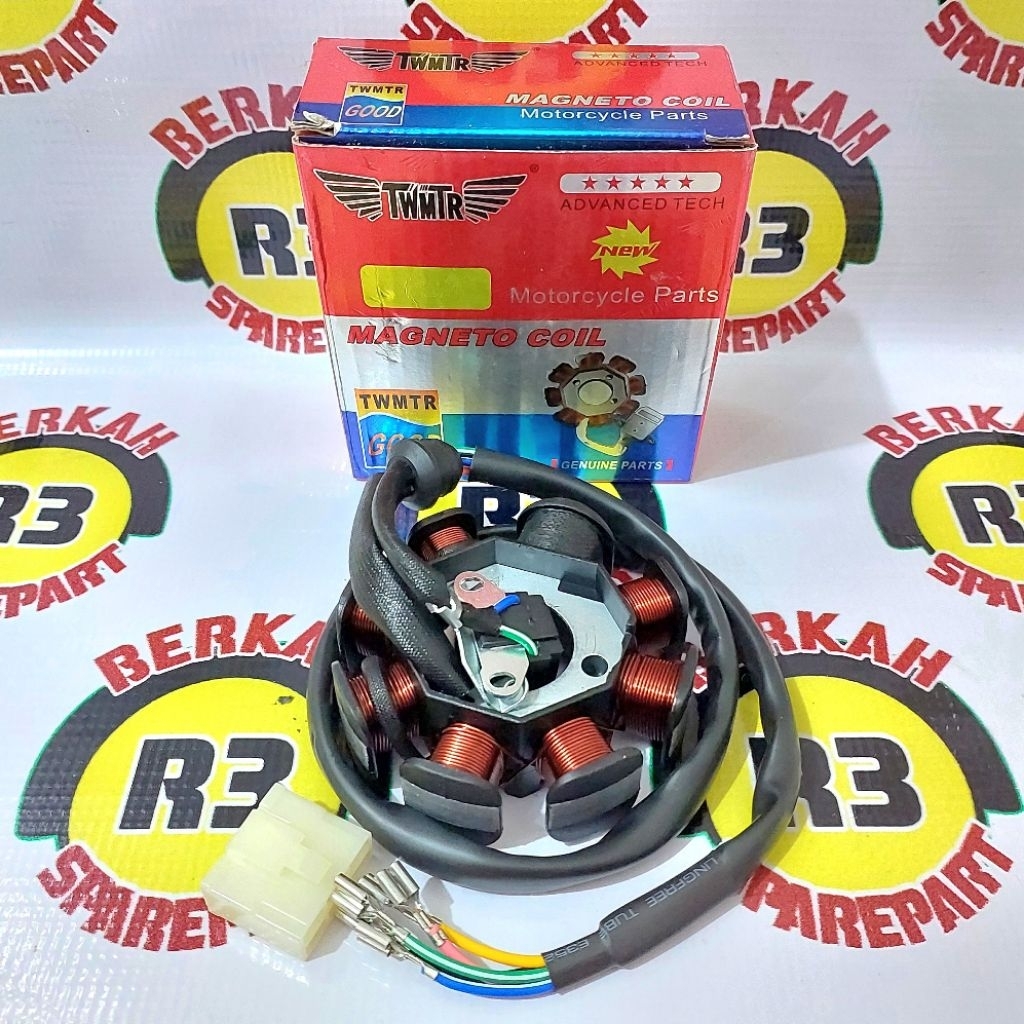 Spul Viar Tossa Hercules 8 pole/lilitan/gulungan baut 2 motor roda tiga -Sedia sparepart motor roda3