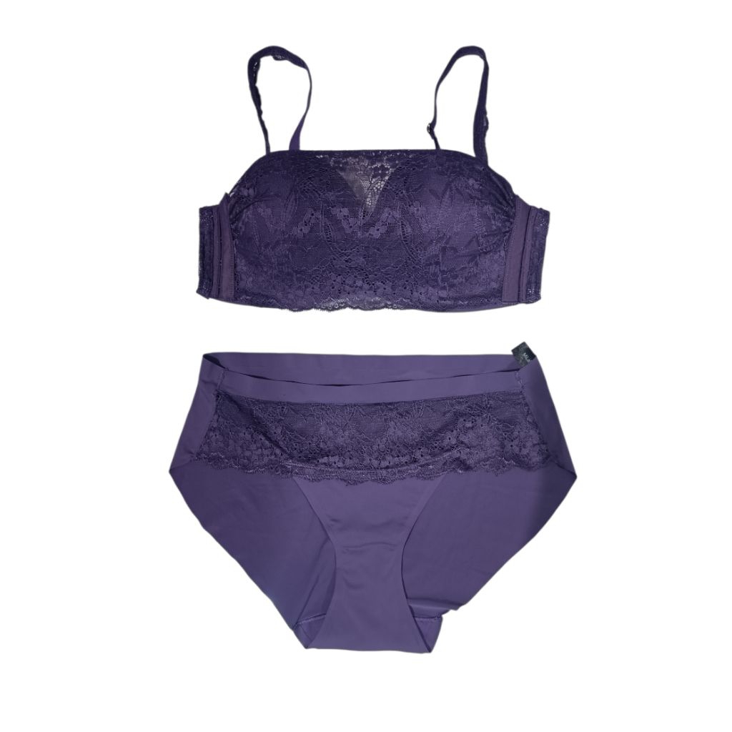 (Free Pouch) READY STOCK One Set Bra Lycra brukat per pcs set seamless panty/bra mylira lycra brukat