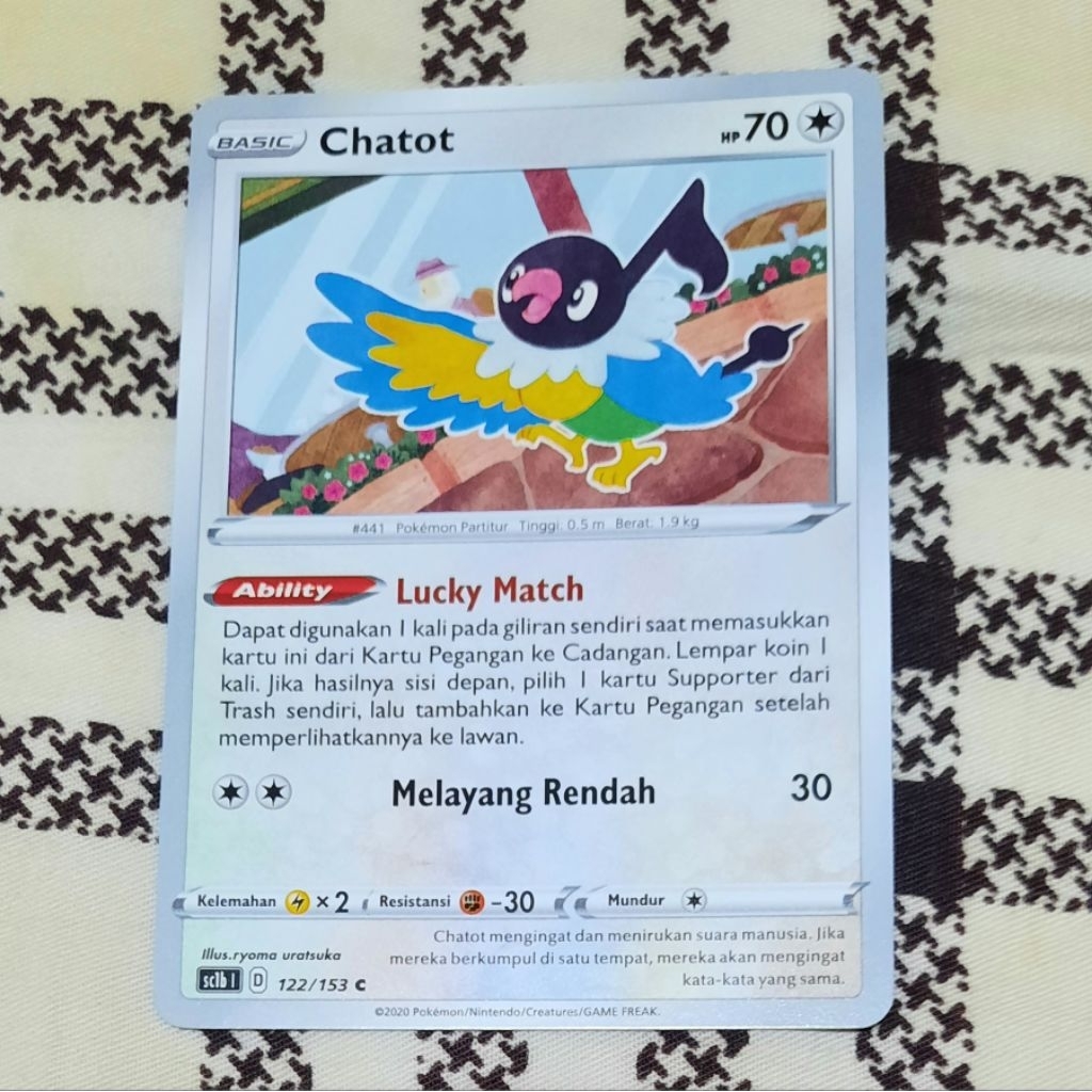 Kartu Pokemon Chatot Sc1b bahasa indo tcg