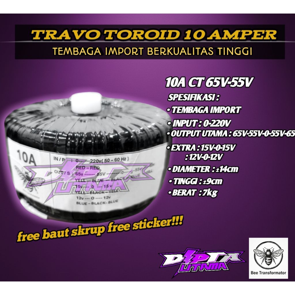 travo donat 10a ct 65v-55v spek standart