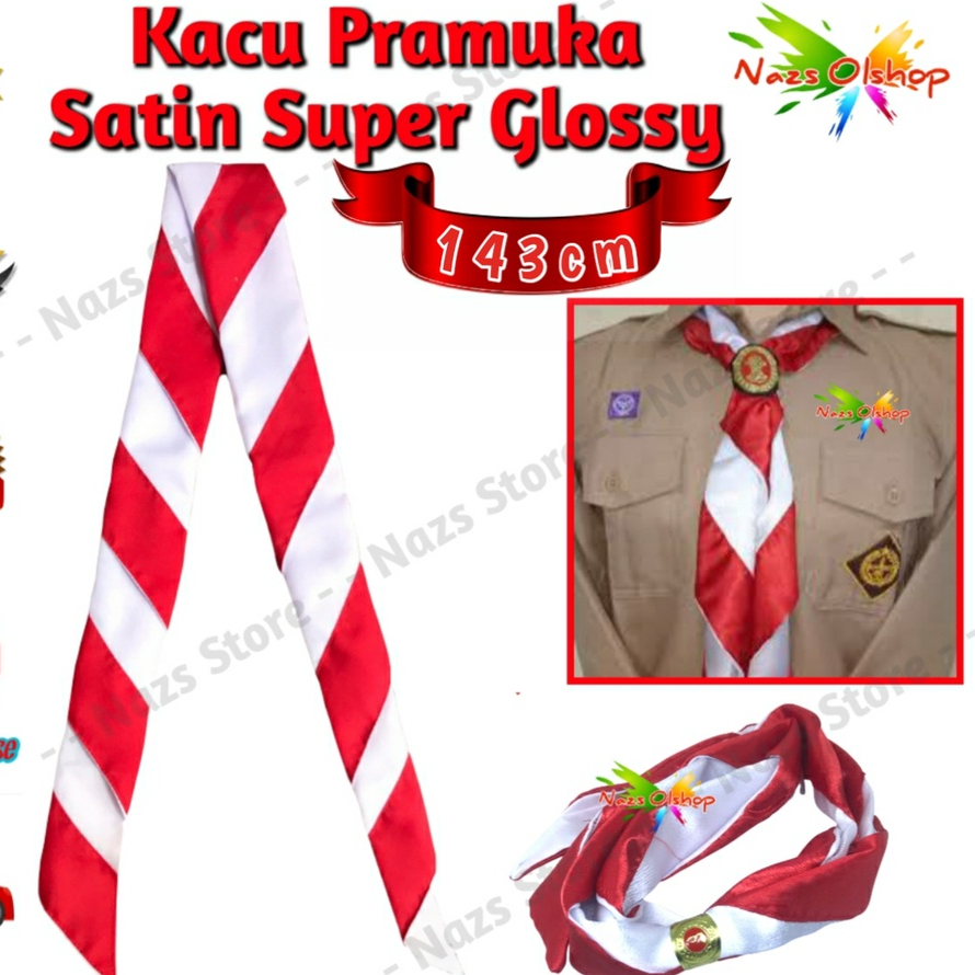 Kacu Dasi Hasduk Pramuka Satin Super Glossy Mengkilap Panjang 143cm