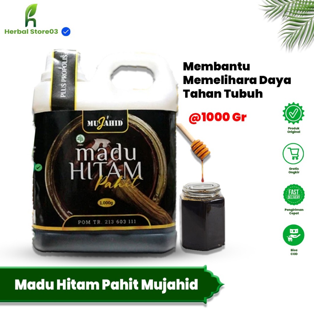 Madu Mujahid Hitam pahit super 1kg Asli | Madu hitam super Mujahid