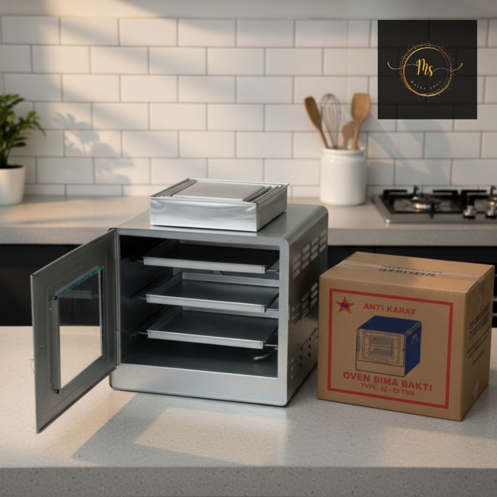 Oven Tangkring Bima 3 Susun uk 38 paket 3 kuker + 5 Loyang Bolu set Persegi