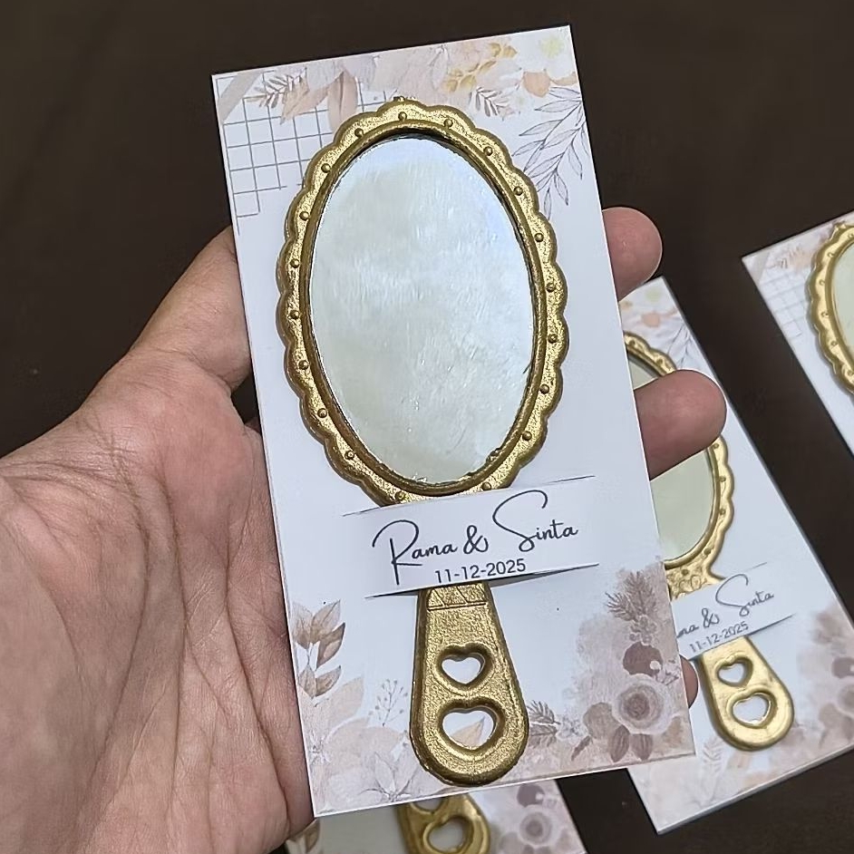 Souvenir Cermin Oval Gold Estetik - Souvenir Pernikahan Wedding Mewah Elegan Unik - Toko Memoar